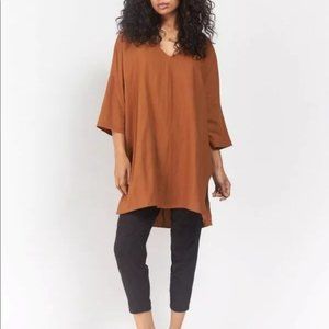Ali Golden Rust Raw Silk Tunic Dress- One size